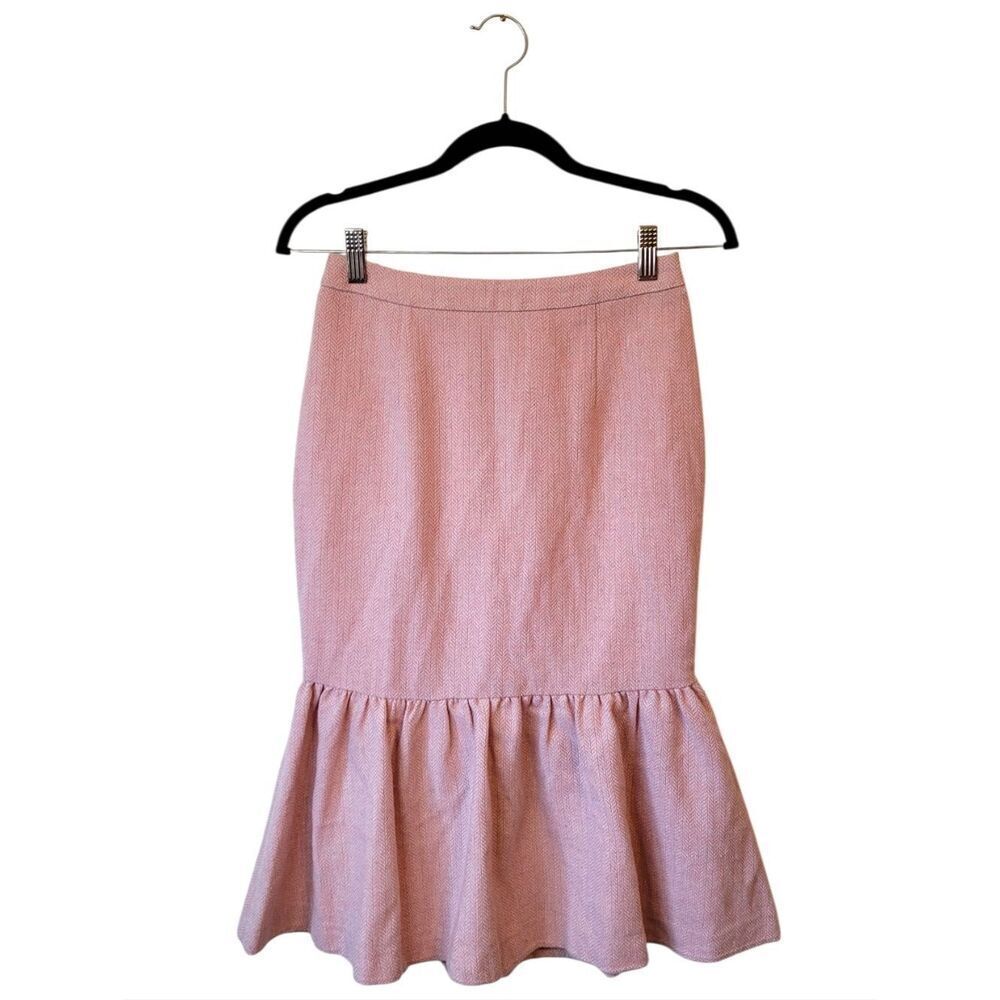 Rachel Parcell Pink Mermaid Hem Wool Herringbone Women's Skirt Size XS